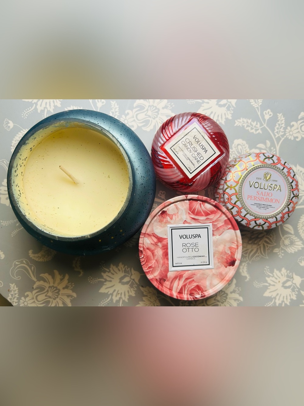 Capri Blue + Voluspa Anthropologie candle lot volcano rose candy cane persimmon